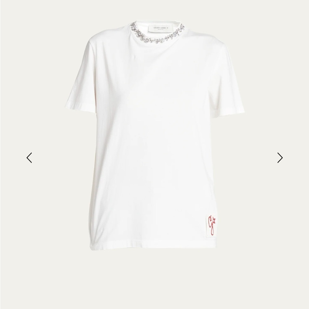 Golden Goose Distressed Short-Sleeve Embellished T-Shirt in White Size XS